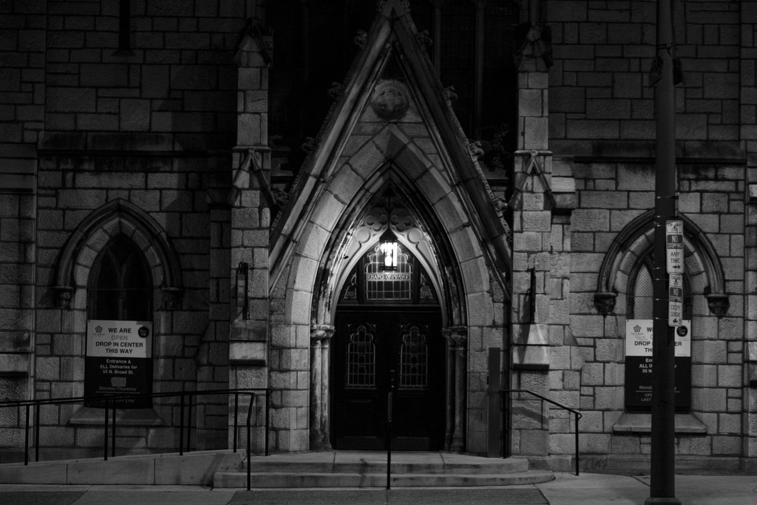 a church at night