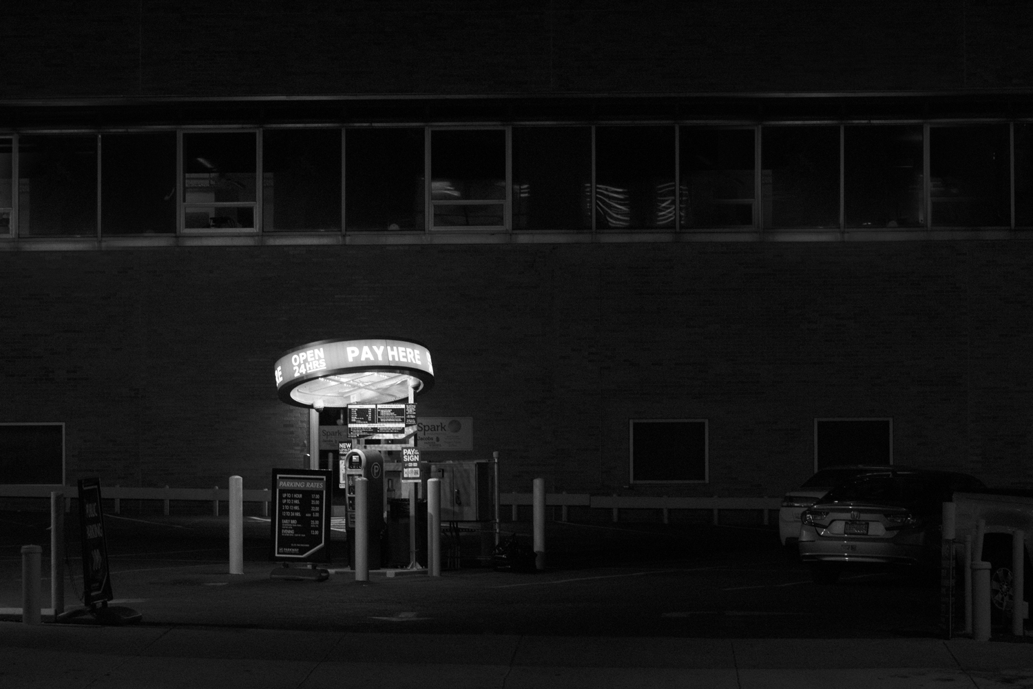 a parking lot at night