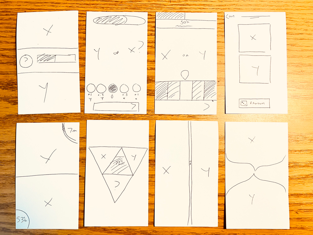 Paper prototypes created during ideation phase