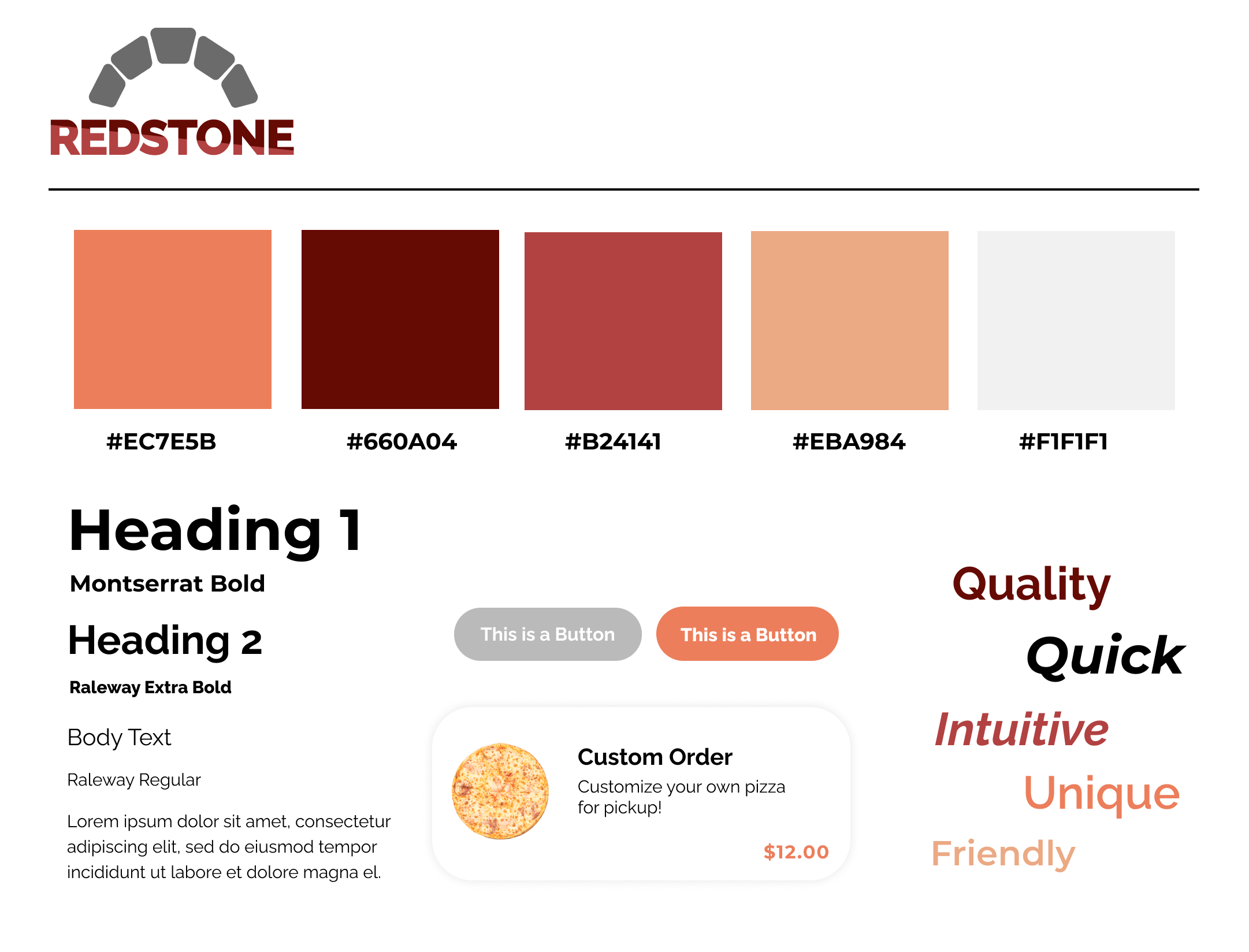 style guide for a pizza ordering app